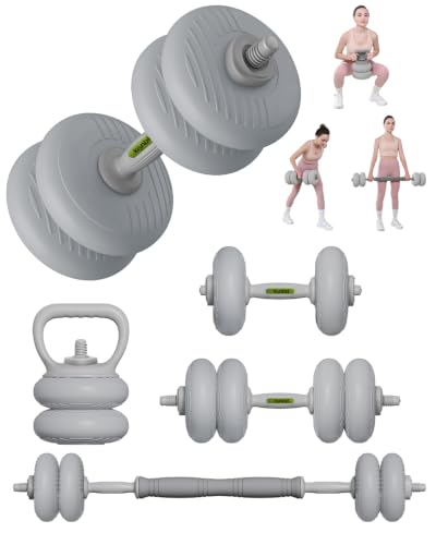 kisnbld Adjustable Dumbbell Set, 35/45/62LBS SoftShell Weight Set with Connector 4-IN-1 Dumbbell Set Used as to Barbell & Kettlebell for Home Gym, Fitness Exercise for Men Women Beginners - color: Gray-35 LB