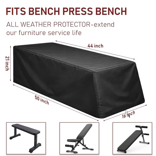 Weight Bench Cover Waterproof Heavy Duty Exercise Workout Bench Cover, Home Gym All-Weather Protective Covers Fit for Sit-up Board Flat Lifting Benches and Fitness Equipment - size: 44'' L x 50'' W x 21'' H