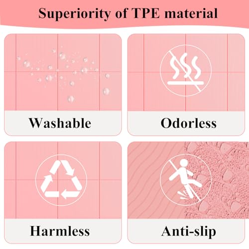 Yoga Mat for Travel, Non-Slip Yoga Mat, Exercise Mat 1/4" Thick Yoga Mat Foldable, Perfect for Pilates, Outdoor & Travel, TPE Anti-Slip Yoga Mat with Carry Bag - color: pink