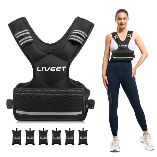 Adjustable Weighted Vest for Women Men, 4-10lb 11-20lb 20-32lb Weight Vest with 6 Ironsand Bags, Running Vest with Reflective Strips Adjustable Buckle Straps for Walking Strength Training - size: 4-10 lbs