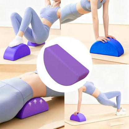 Half Round Yoga Block,Half Moon Balance Block,Multifunctional Exercise Brick Prop AntiSlip for Home Gym Workout Training - color: Violet