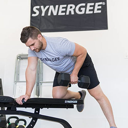 Synergee Rubber Encased Hex Dumbbells with Chrome Handle. All Purpose Weights for Strength & Conditioning Training. Available Size From 2.5 lbs to 50 lbs.
