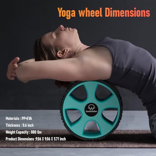 Back Roller, Back Wheel Targeted Back Pain Relief, Yoga Wheel Muscle Massage, Foam Roller for Trigger Point Therapy Physical, Stretching & Exercise, 880lbs Capacity, 10 Inch (Black+Acid Blue)