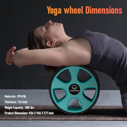 Back Roller, Back Wheel Targeted Back Pain Relief, Yoga Wheel Muscle Massage, Foam Roller for Trigger Point Therapy Physical, Stretching & Exercise, 880lbs Capacity, 10 Inch (Black+Acid Blue)