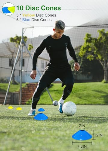 Hands Free Speed Agility Training Equipment Set - 20ft Agility Ladder, 10 Disc Cones, Resistance Parachute, 5 Resistance Bands & Carry Bag | Football Soccer Basketball Fitness Drills