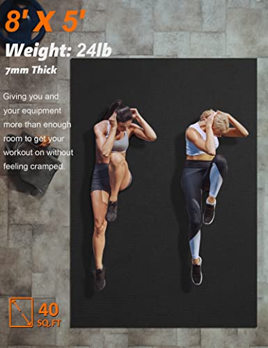 Large Exercise Mat 8'x5'|12'x6'|6'x4'|6'x2' Workout Mat for Home Gym Mats Exercise Heavy Duty Gym Flooring Fitness Mat Large Yoga Mat Cardio Mat for Weightlifting, Jump Rope, MMA, Shoe-Friendly