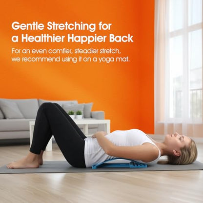 Premium Back Stretcher for Lower Back Pain Relief – 4-Level Adjustable Lumbar Support Board with Soft EVA Massage Strip – Durable & Portable Back Cracker to Release Tension and Reset Your Day (Blue)