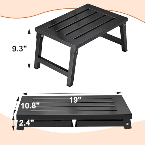 1000 lbs Heavy Duty RV Step Stool, Extra Wide 19" Platform Folding RV Step, Non-Slip Stable Metal Camper Step for RV, Motorhome, Truck, SUV, Home & Garage