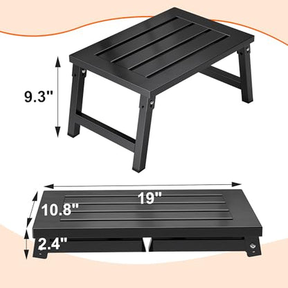 1000 lbs Heavy Duty RV Step Stool, Extra Wide 19" Platform Folding RV Step, Non-Slip Stable Metal Camper Step for RV, Motorhome, Truck, SUV, Home & Garage