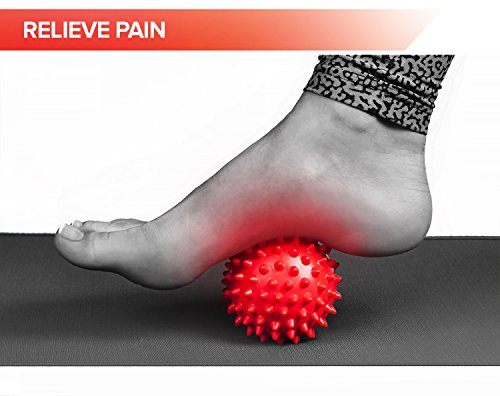 Spiky Massage Balls for Feet, Back, Hands, Muscles - Firm, Medium and Soft Spiked Massager Rollers for Plantar Fasciitis, Exercise, Neuro-Balance, Physical Therapy, 3-inch