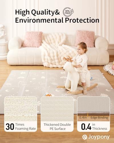 Baby Play Mat, 59 x 79 Inch Foldable Play Mats for Babies and Toddlers, Waterproof & Anti-Slip Portable Floor Mat for Playpen with Travel Bag - size: 59x79x0.4 Inch