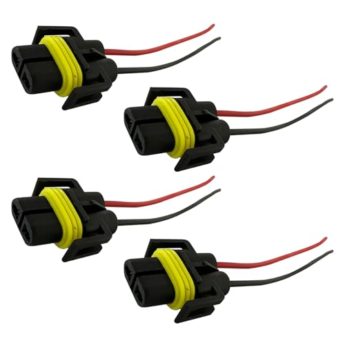 4PCS H8/ H9/ H11 880 881 Bulb Sockets, Nylon Female Adapter Wiring Harness Sockets Wire Connector, Waterproof 2-Hole Fog Light Wiring Harness Kit with Wire, for Headlights or Fog Lights - size: 4pcs