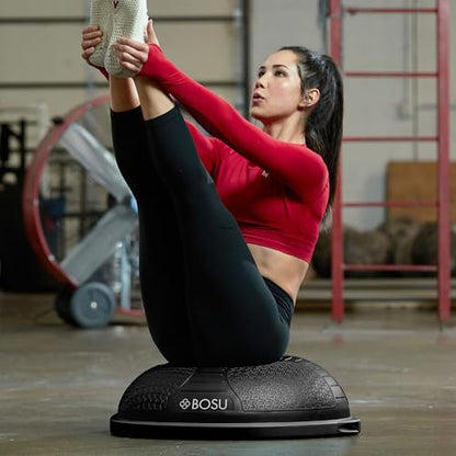 BOSU Nexgen Balance Trainer, Half-Ball Training Equipment, 65 cm Diameter, 300 lb Capacity - Burst-Resistant Stability Exercise Tool w/Non-Slip Base, Includes Hand Pump, Commercial-Grade - color: Black