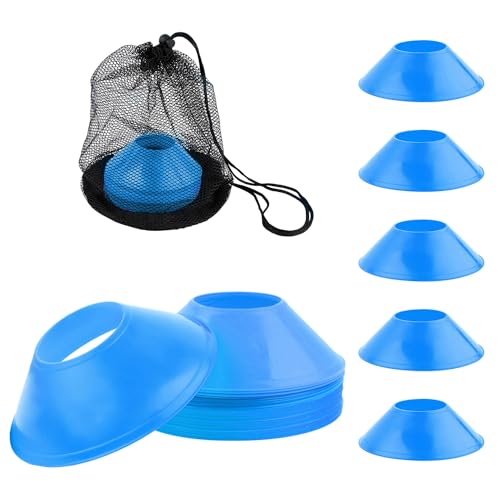 XIHIRCD 25pcs Soccer Cones for Sports Training, Mini Football Cones & Mesh Bag Flexible Agility Cones Premium Training Cones for Basketball Football Running Drills Sports Games Skating Kids
