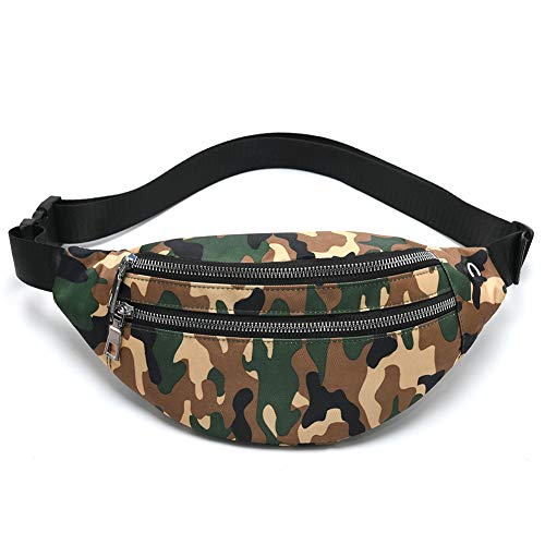 MOCE Waist Bag Fanny Pack for Men & Women Fashion Water Resistant Hip Bum Bag with Adjustable Belt for Travel Hiking Running Outdoor Sports.(Brown/Green Camo) - color: Brown/Green Camo