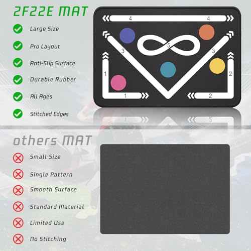 2F22E Soccer Training Mat for Kids & Youth, Non-Slip Silent Footwork Training Equipment with Soccer Bounce Trainer & Socks, Ball Mastery Skills Mat with Instructional Video for Indoor Practice