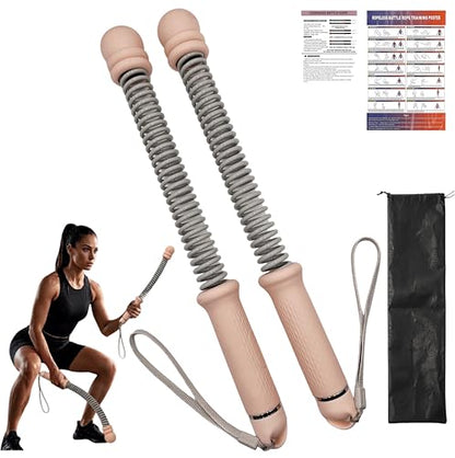 Adjustable Cordless Battle Rope-17.3" Portable Weighted Fitness Rope with Removable Resistance Rings for Home Gym, HIIT & Strength Training Calorie Burn&Low-Impact Cardio for Men Women(2PCS Pink)