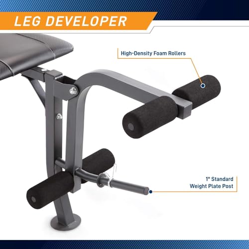 Marcy Standard Bench with 80lbs to 100 lbs Vinyl-Coated Weight Set for Strength Training Lifting for Home Gym - color: Black - 100 lbs