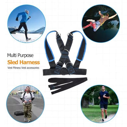 Sled Harness Adjustable Heavy Duty Reinforced Pull up Belt for Resistance Training, Enhancing Leg, Calf, Back, Chest, Shoulder