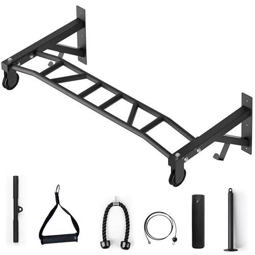 Upgrade Pull Up Bar Wall Mounted,Heavy Duty Multi Grip Chin Up Bar for Strength Training, 600 lbs Capacity, Durable Steel Construction, Perfect for Home and Garage Workouts - color: Black