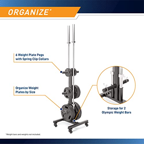 Marcy Olympic Weight Plate Tree for 2-Inch Plates Weight Storage Rack - color: Square w/ Wheels - Black