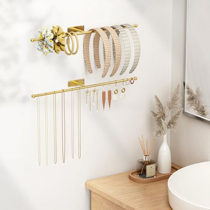 Wall Hanging Jewelry Organizer 12.6", Screws Included, Gold 2-Pack - color: Gold, size: 2 Pack