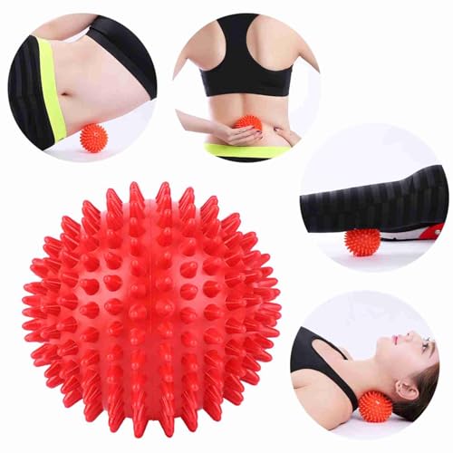 Garosa Spiky Massage Ball, Hard Plastic Point Therapy Muscle Pain Relief Tool for Athletes Runners Red 7.5cm