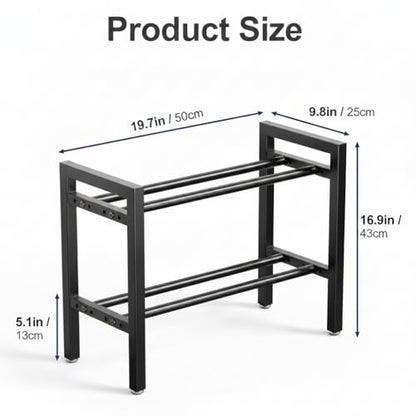 Adjustable 2-Tier Dumbbell Rack, Home Gym Weight Storage Rack for Dumbbells, Kettlebells & Plates