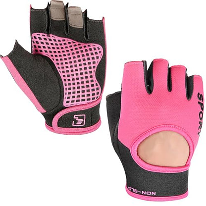 IZUS Fingerless-Cycling-Gloves Workout-Gym-Gloves for Men Women Non-Slip Palm Grip for Weight Lifting Training Fitness