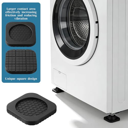 Washing Machine Anti Vibration Pads 4 PCS Anti Vibration Pads for Washing Machine Shock Absorbing Mat-Square Prevent Washer & Dryer Moving Exercise Equipment Shaking Walking Floor Protector