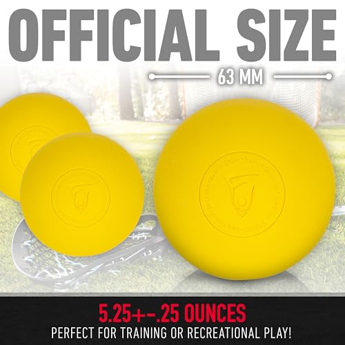 Franklin Sports Lacrosse Balls - Official Size Lax Balls for Practice - Rubber 63mm Outdoor Lacrosse Balls - Great for Muscle Massage Therapy + Yoga - White + Yellow