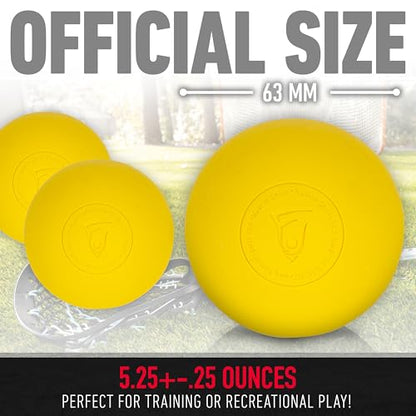 Franklin Sports Lacrosse Balls - Official Size Lax Balls for Practice - Rubber 63mm Outdoor Lacrosse Balls - Great for Muscle Massage Therapy + Yoga - White + Yellow