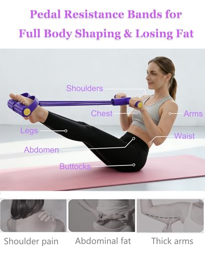 Pedal Resistance Bands with Handles, Multifunction Tension Rope for Arm, Leg, Waist and Shoulder Training
