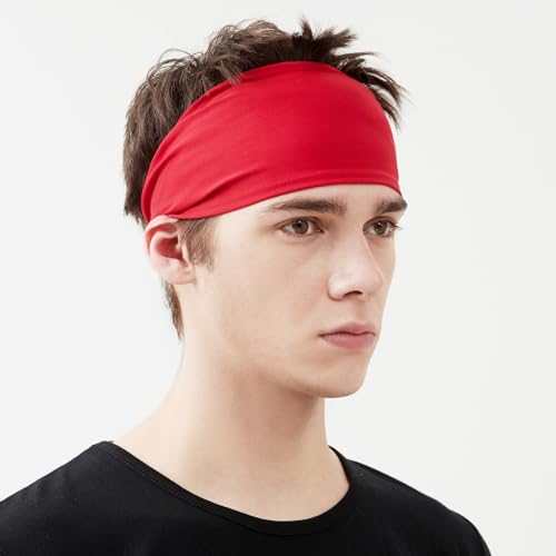 Running Headbands for Men (4 or 6 Pack), Mens Stretchy Headband for Football,Cycling,Basketball,Yoga,Fitness Workout Unisex Quick-Dry Sweatband