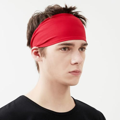 Running Headbands for Men (4 or 6 Pack), Mens Stretchy Headband for Football,Cycling,Basketball,Yoga,Fitness Workout Unisex Quick-Dry Sweatband