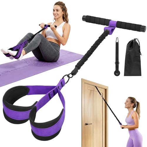 Pedal Resistance Band with Handles, Detachable Foot Pedal Resistance Band with Stainless Steel Buckles, Multifunction Tension Rope Tummy Trimmer for Full Body Workout Home Gym Women