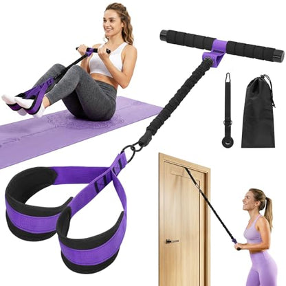 Pedal Resistance Band with Handles, Detachable Foot Pedal Resistance Band with Stainless Steel Buckles, Multifunction Tension Rope Tummy Trimmer for Full Body Workout Home Gym Women