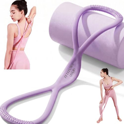 Resistance Bands with Handles,Figure 8 Resistance Band Elastic Fitness Bands Exercise Band for Home Yoga Gym Workout - color: Purple-15LB
