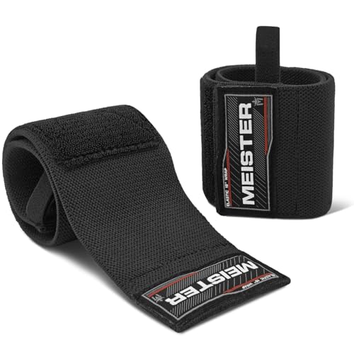 Meister 18" Elastic Wrist Wraps - Heavy-Duty Support for Weightlifting, Strength & Cross Training - color: Black