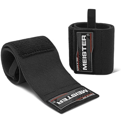 Meister 18" Elastic Wrist Wraps - Heavy-Duty Support for Weightlifting, Strength & Cross Training - color: Black