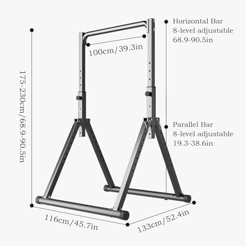 Freestanding Pull Up Bar Foldable Power Tower Dip Station Adjustable Dip Bar Strength Training Equipment For Home Gym Support 1100lbs Black
