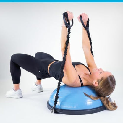 BOSU Pro Balance Trainer, Half-Ball Training Equipment, 300 lb Capacity, Stability Exercise Tool with Resistance Bands Non-Slip Base - color: Black