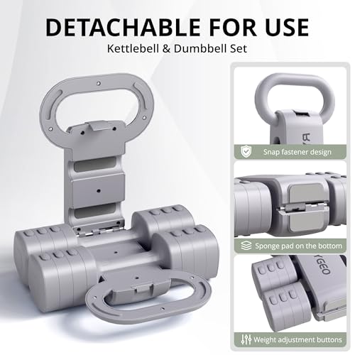 RYGEO Adjustable Dumbbell Set of 2, 4-in-1 Free Weights for Women & Men, Quick-Adjust Hand Weights 2lb, 3lb, 4lb, 5lb, Ideal for Home Gyms, Chest Press Machines & Twisters.