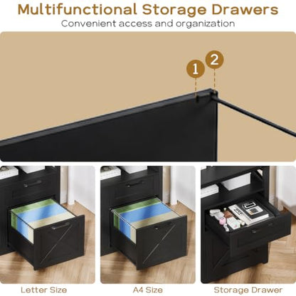 Vabches Farmhouse Home Office File Cabinet with 4 Drawers, Pure Black - color: Pure Black, size: Lateral-4 Drawers
