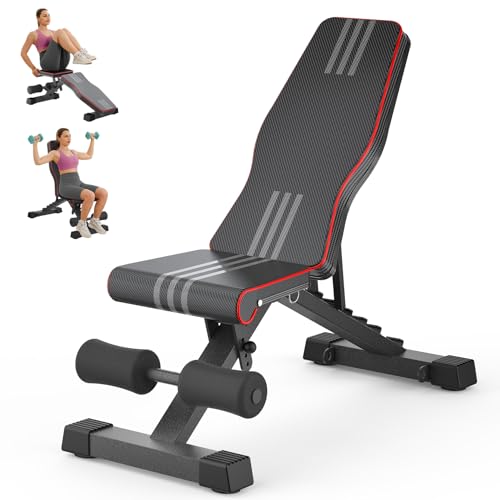 Multi-Function 6 in 1 Weight Bench Set - Leg Press, Preacher Curl Rack, Adjustable Workout Bench & Squat Rack for Full Body Exercise, Fitness Strength Training for Home Gym - color: Black