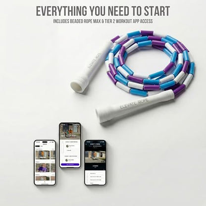 Pro-Grade Beaded Jump Rope for Beginners - color: White/Purple/Blue