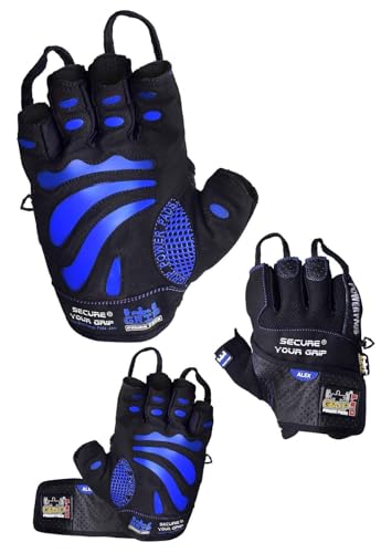 Gym Gloves Protect Your Hands & Improve Your Grip Weightlifting Grips - color: Blue, size: Large
