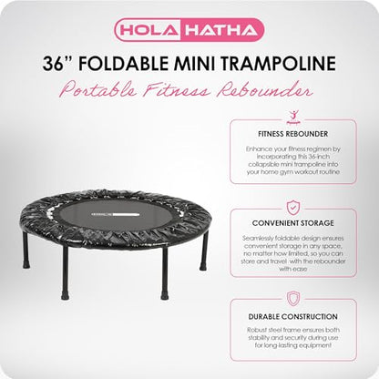 36 Inch Foldable Mini Trampoline Fitness Rebounder w/Adjustable Handle