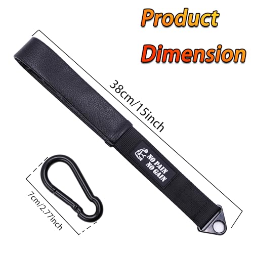 Arm Wrestling Training Strap with Leather Sleeve – Dual Ring Grip Strap for Wrist Forearm & Biceps Strength Compatible with Cable Machines & Resistance Bands