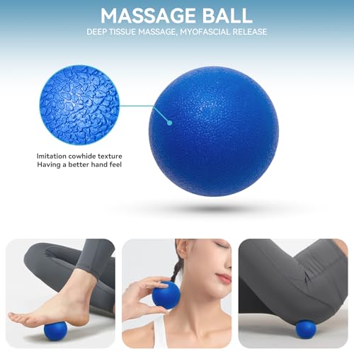 Krightlink 5 in 1 Foam Roller Set for Deep Tissue Muscle Massage, High Density Trigger Point Fitness Patented Exercise Foam Roller, Massage Roller, Massage Ball, Resistance Band, for Whole Body
